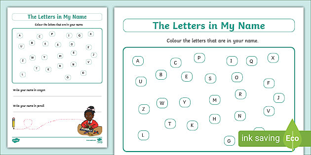 learning letters in name worksheet