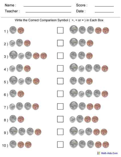 learning money worksheet printable