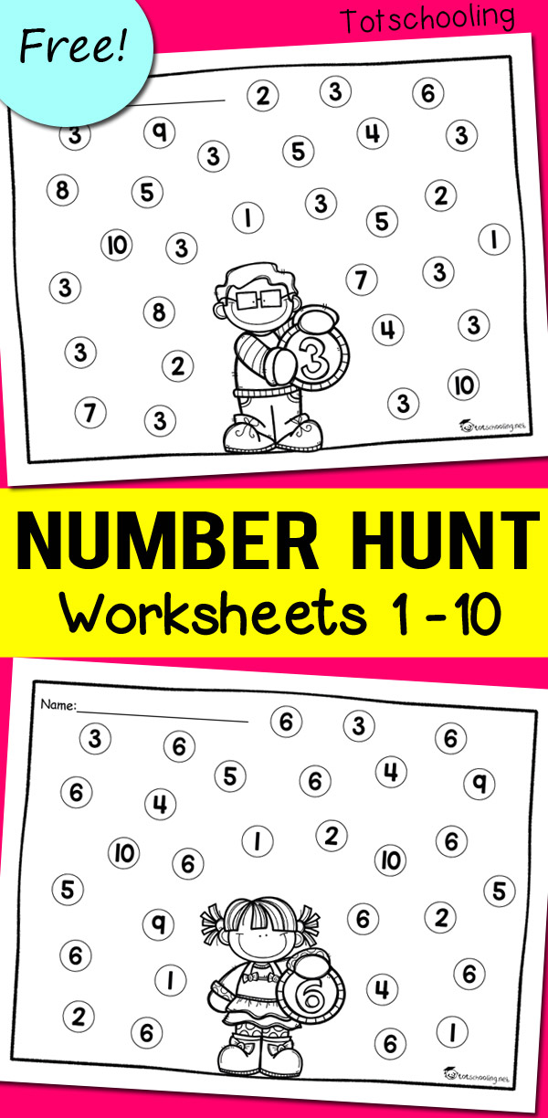 Number Recognition Worksheets | Totschooling - Toddler, Preschool ...