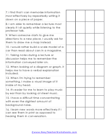 learning style quiz worksheet