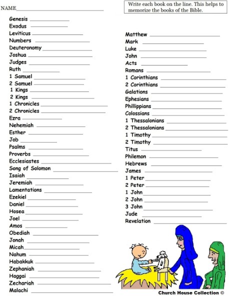 learning the books of the bible worksheet