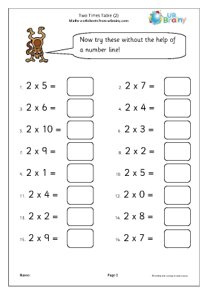 Times Tables Worksheets - URBrainy.com