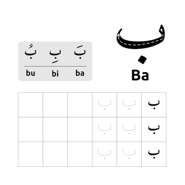 Premium Vector | Arabic alphabet worksheet vector design or Arabic ...