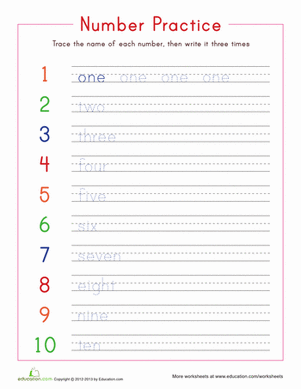 learning to write numbers worksheet