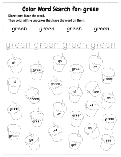 Premium Vector | Sight Words Search Educational Worksheet for ...