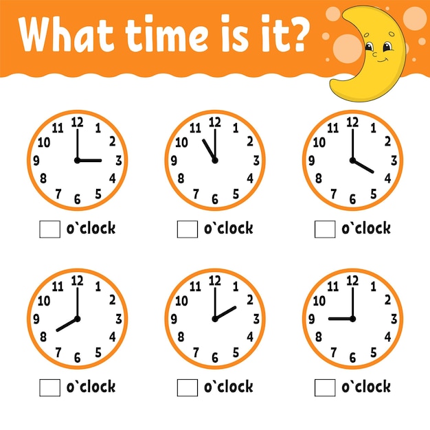 Premium Vector | Learning time on the clock Educational activity ...