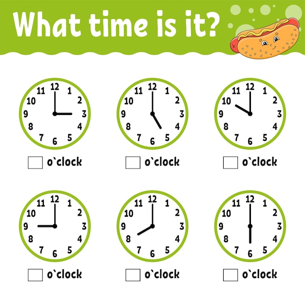Premium Vector | Learning time on the clock Educational activity ...