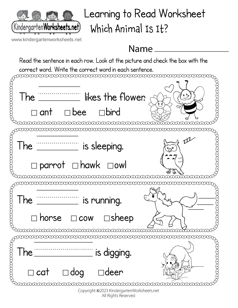Learning To Read Worksheet - Free Printable, Digital, &  PDF