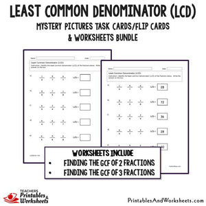least common denominator worksheet printable