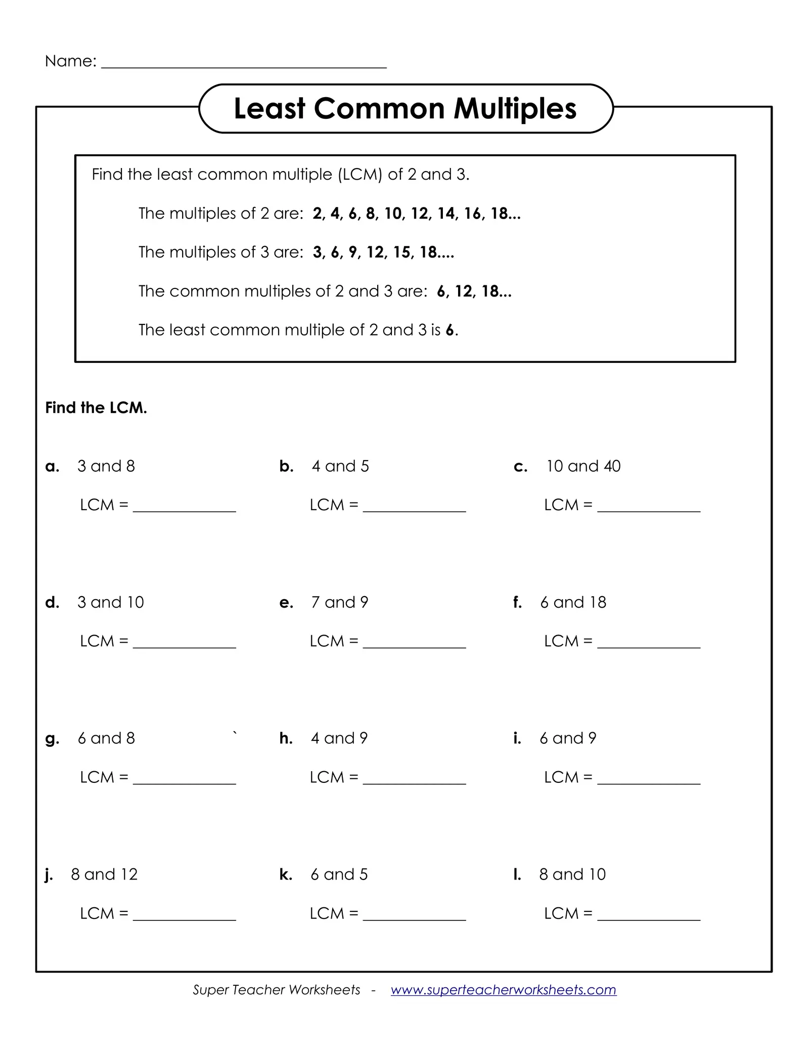Least common multiple4 TWRZN Interactive Worksheet Edform Least common multiple4 TWRZN Interactive Worksheet Edform