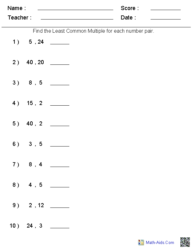 Factors Worksheets | Printable Factors and Multiples Worksheets