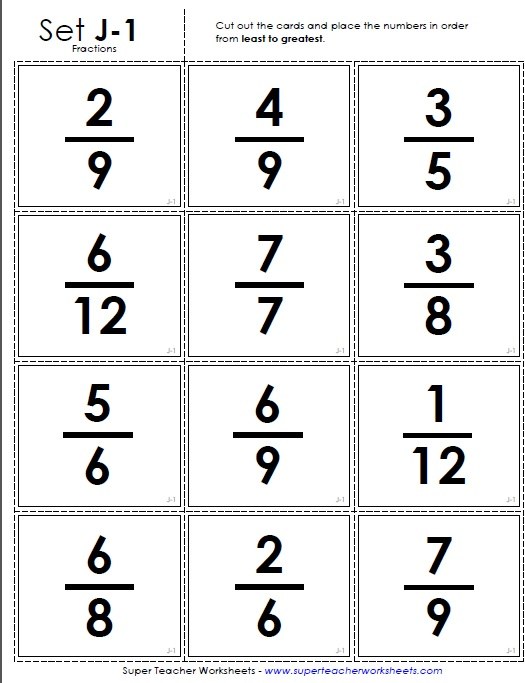 least to greatest fractions worksheet