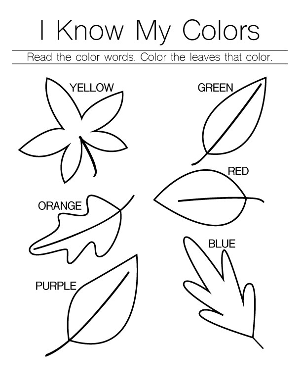 Fall Leaves - I Know My Colors Printable - B Honest Media