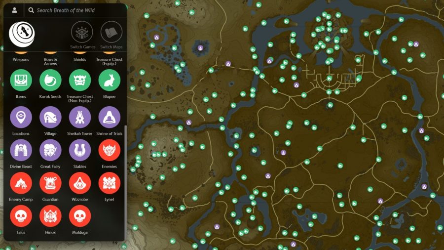 legend of zelda korok map