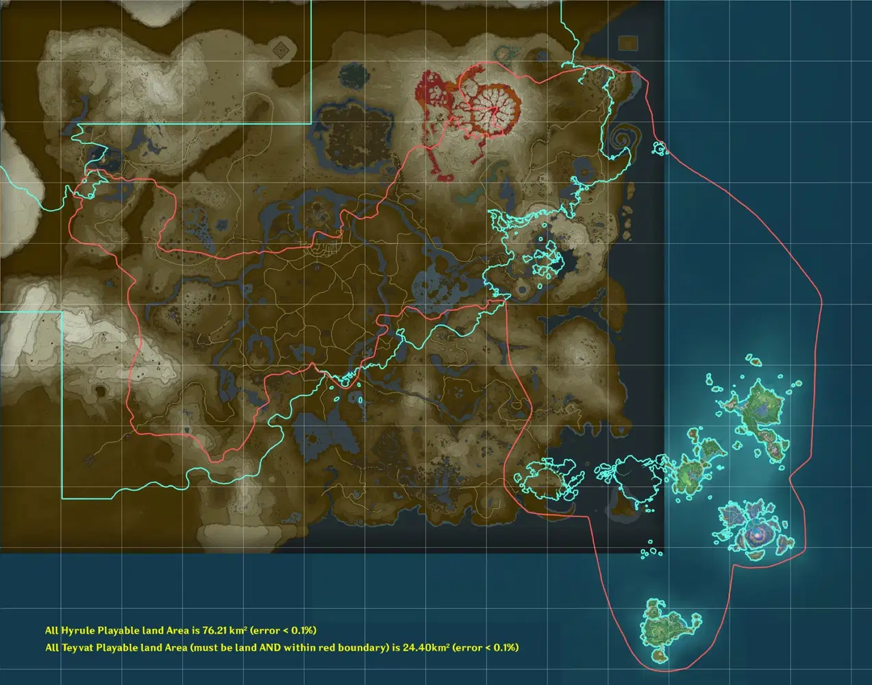 Playable Map SizeComparison between Genshin Impact (ver 3.6) and ...