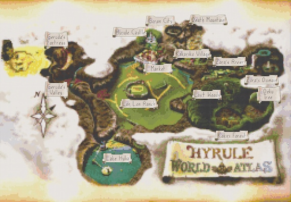 legend of zelda map cross stitch