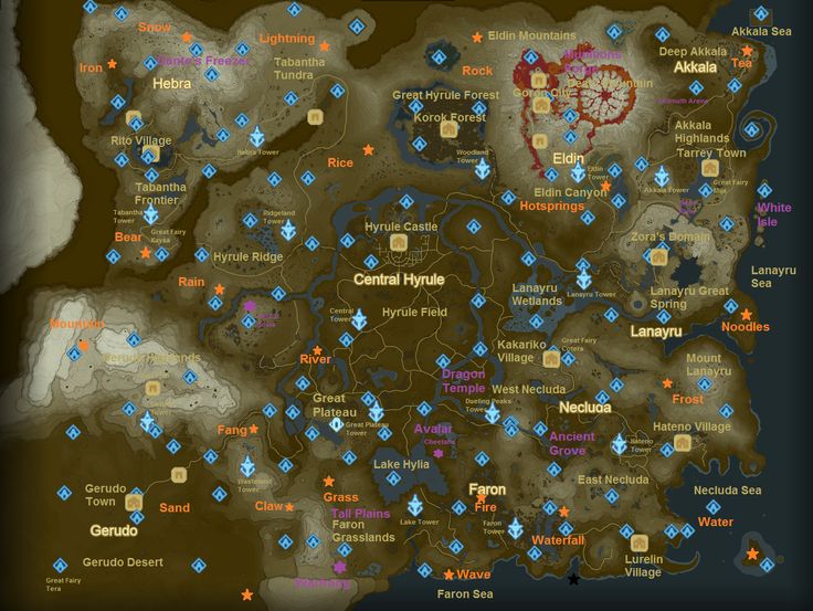 legend of zelda map of shrines