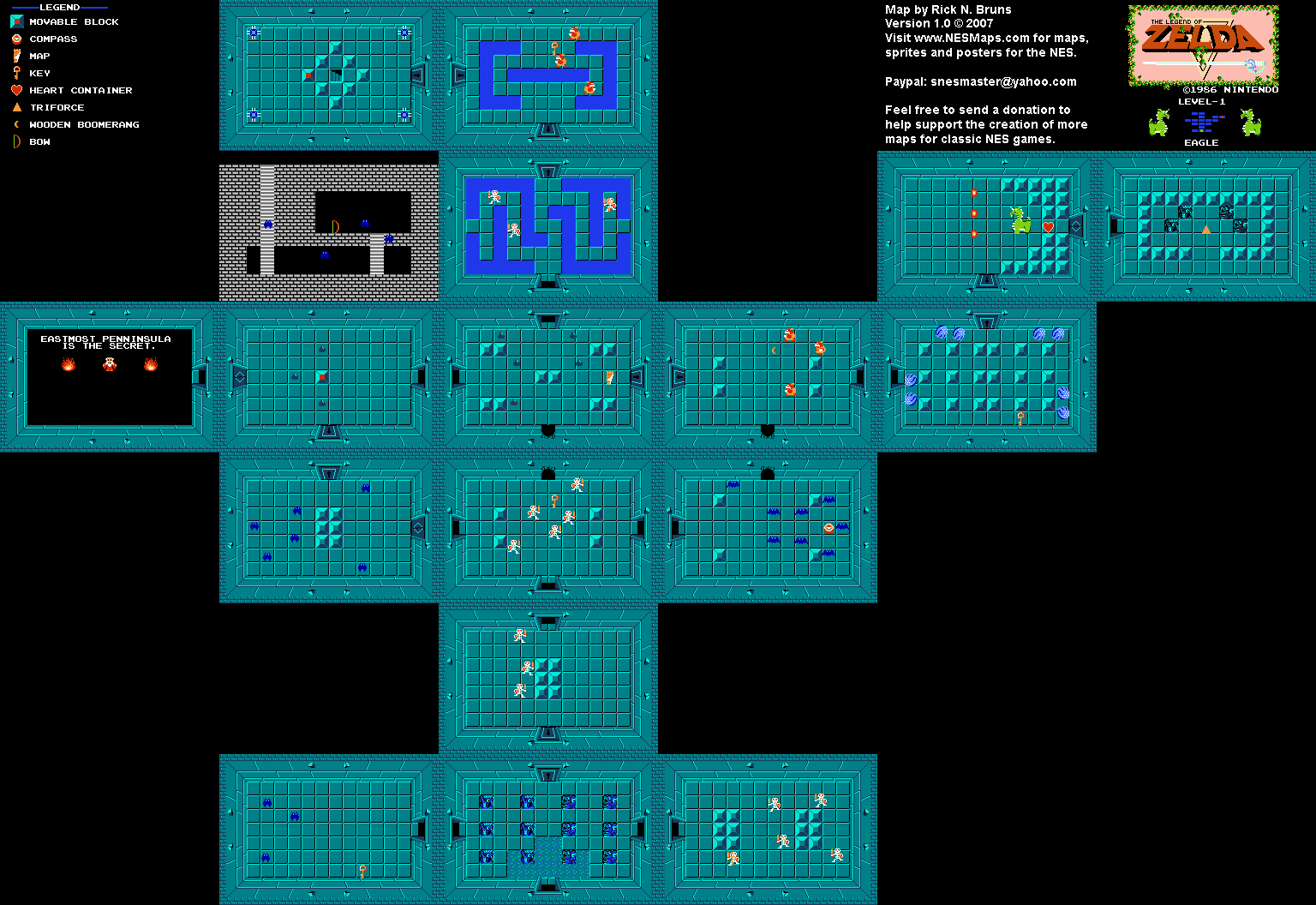 The Legend of Zelda - Level 1 Eagle Quest 1 Map