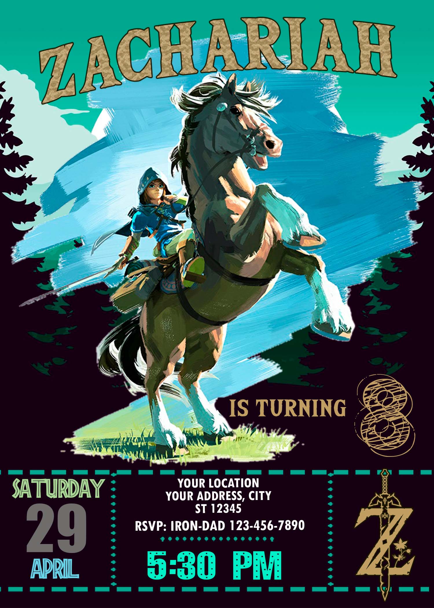 legend of zelda printable birthday invitations