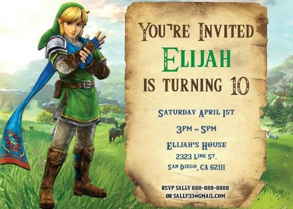 legend of zelda printable birthday invitations