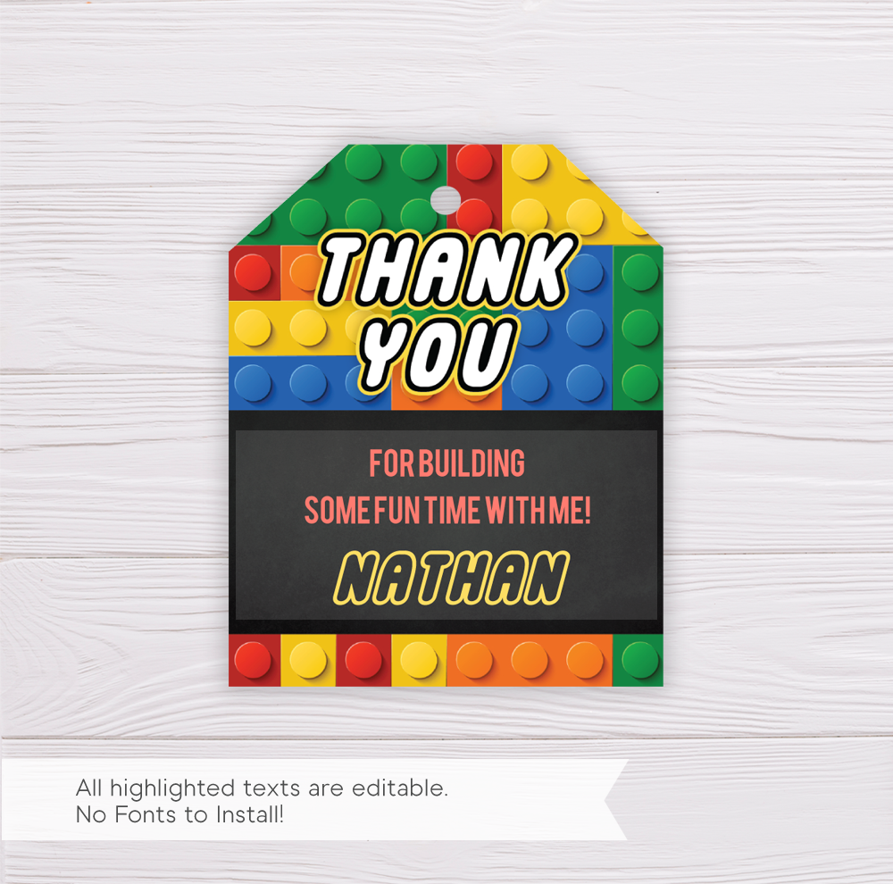 Lego Thank You Card Template - Dgtally
