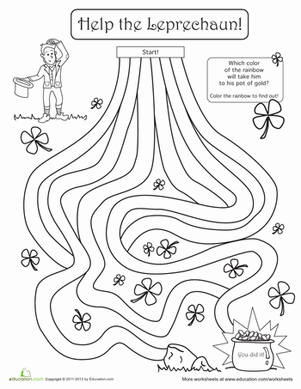 St. Patricks Day Maze: Help the Leprechaun! | Worksheet ...