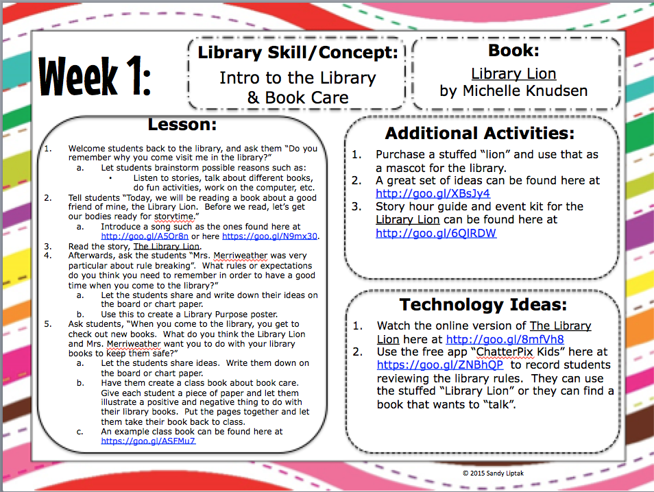1st Grade Yearly Lesson Plans - Lessons by Sandy