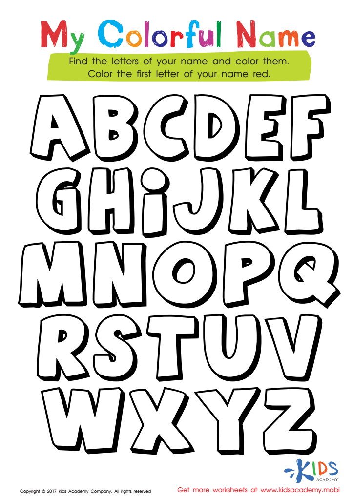 Free Easy Alphabet Coloring Pages Worksheets for Ages 5-9