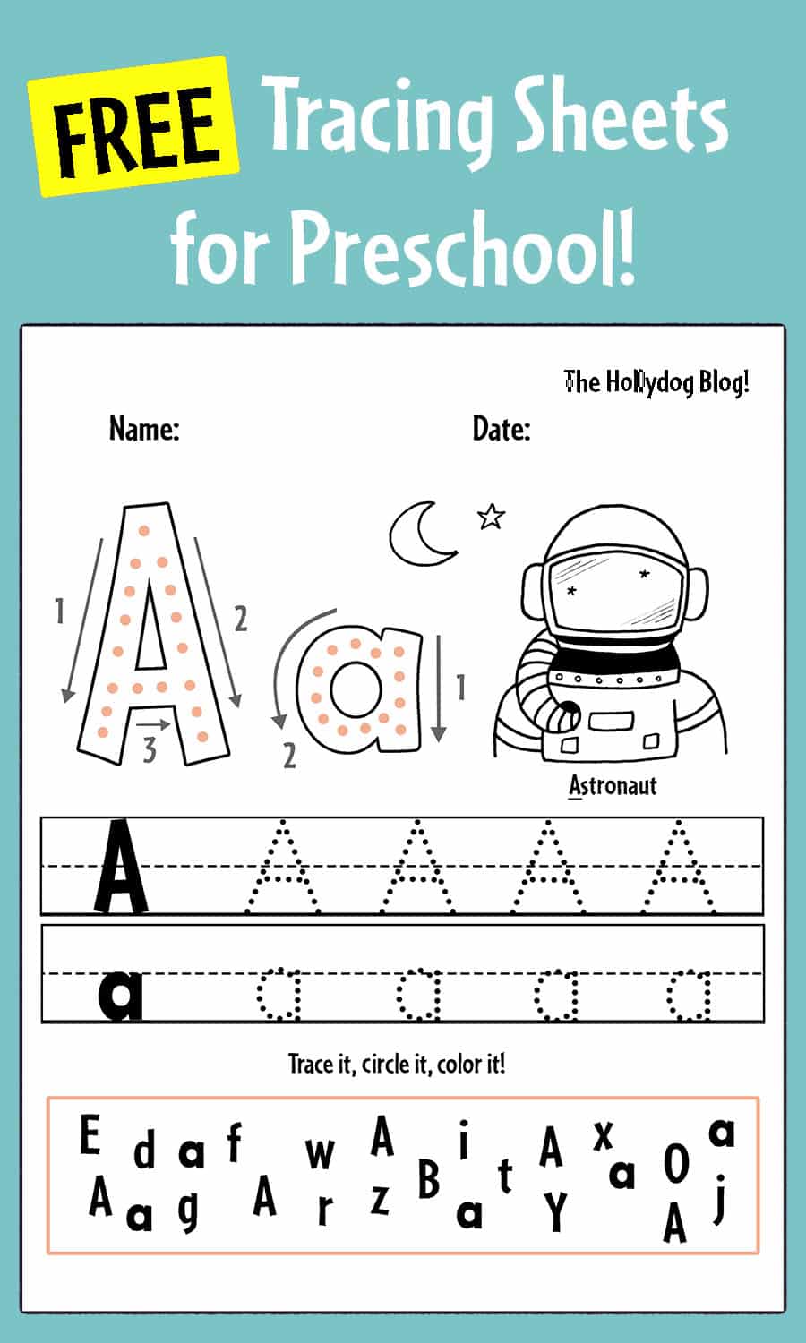 letter a tracing sheets for preschool
