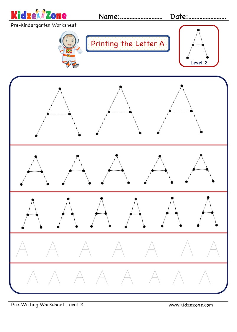 letter a tracing worksheet preschool