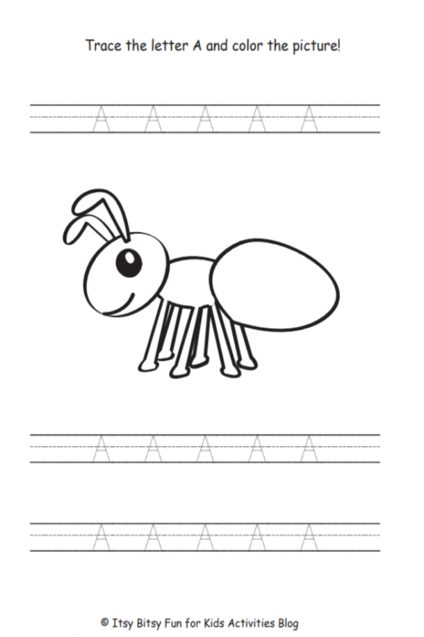 letter a worksheet for 3 year olds