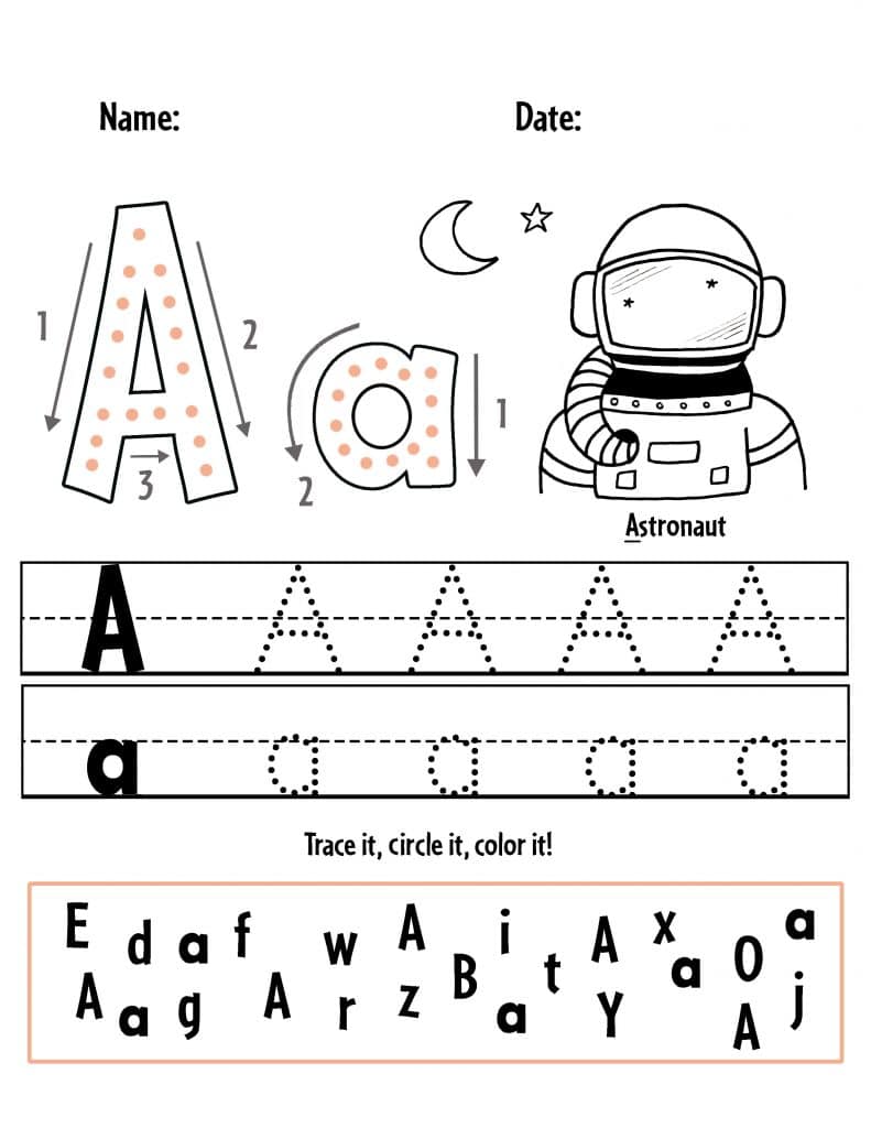 letter a worksheet for preschool