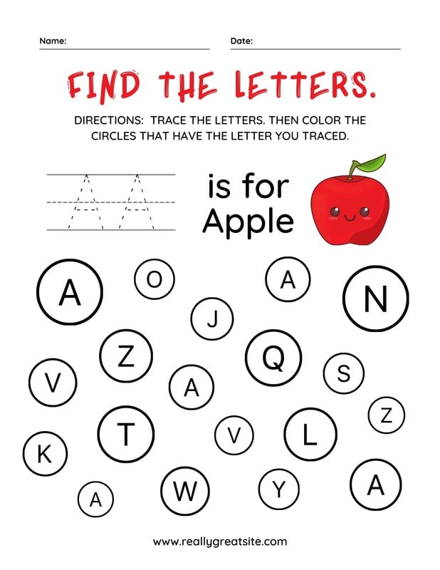 letter a worksheet for toddlers