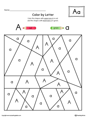 Uppercase Letter A Color-by-Letter Worksheet | MyTeachingStation.com