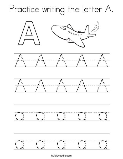 letter a writing worksheet