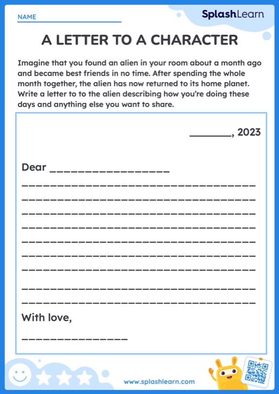Write A Letter to a Character - ELA Worksheets - SplashLearn