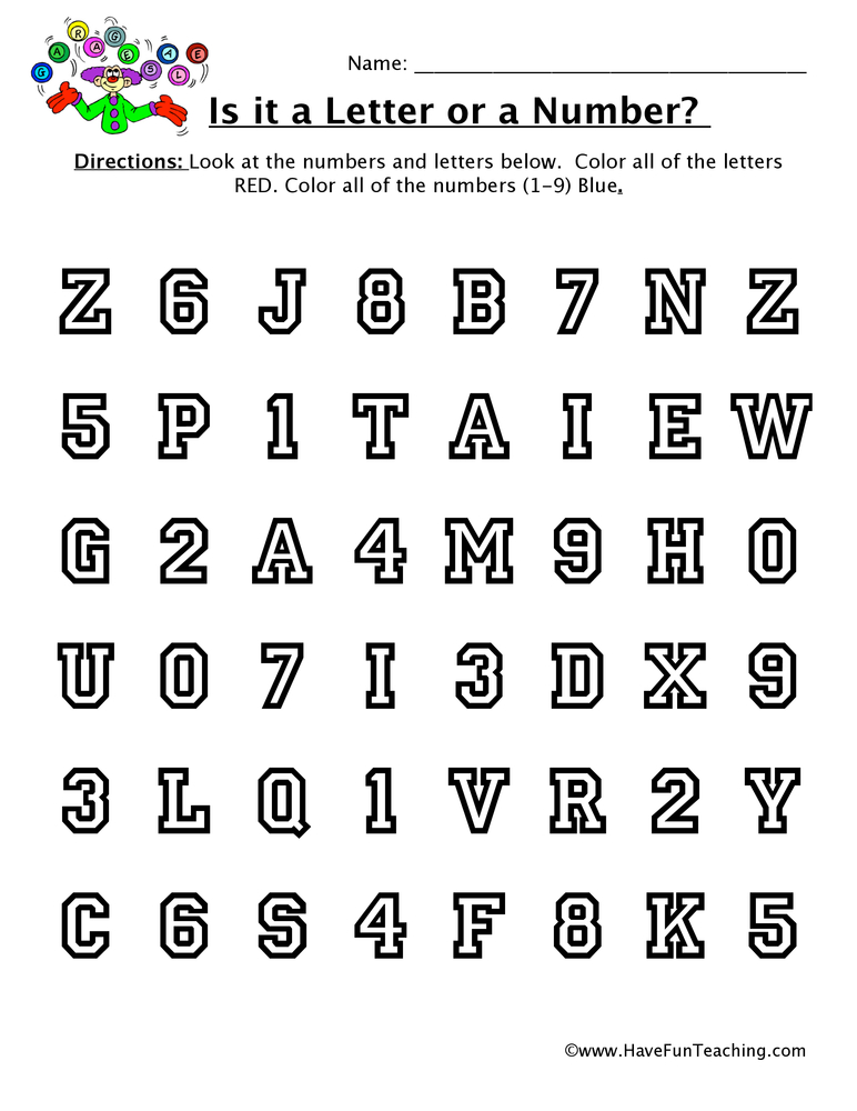 Letter or Number Worksheet - Have Fun Teaching - Worksheets Library
