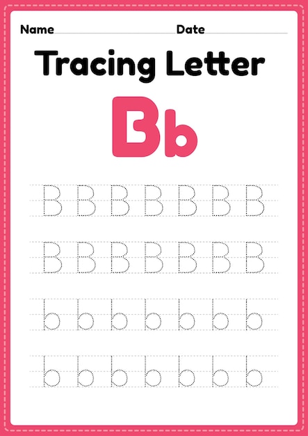 Premium Vector | Tracing letter b alphabet worksheet for ...
