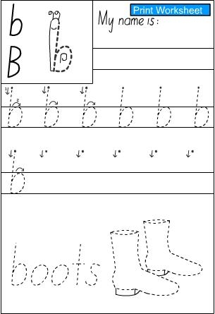 Letter b -Handwriting Sheet - Studyladder Interactive Learning Games
