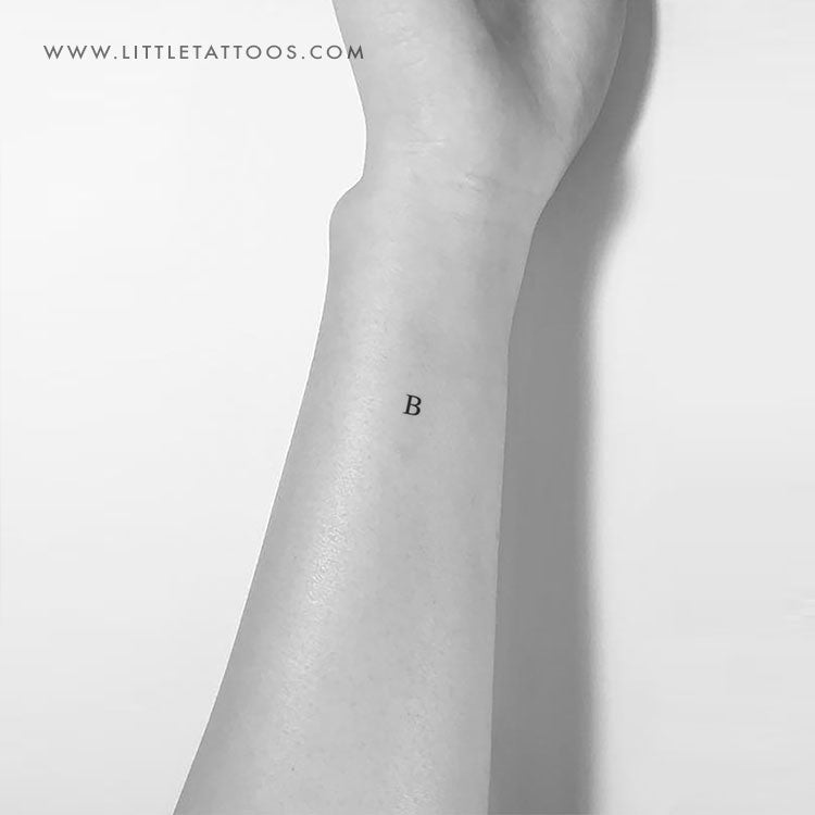 B Uppercase Serif Letter Temporary Tattoo (Set of 3)