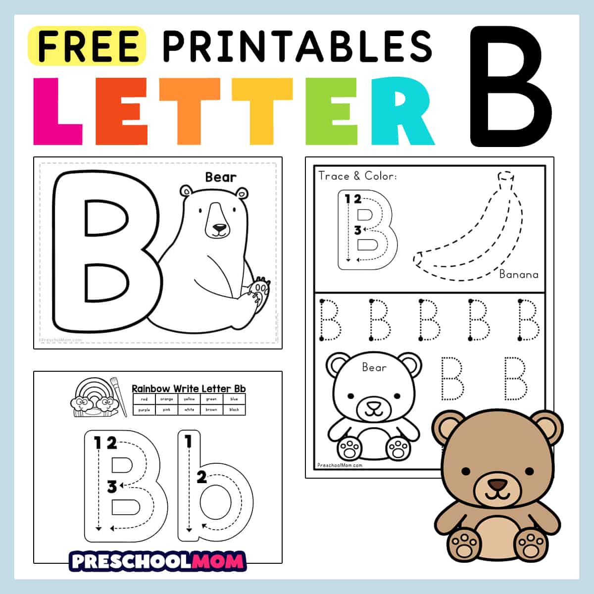 letter b tracing worksheet for preschool