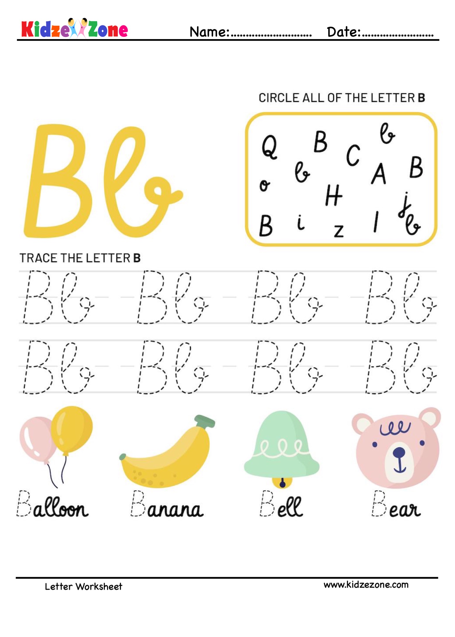 Free Printable Letter B Tracing Worksheets - The Artisan Life