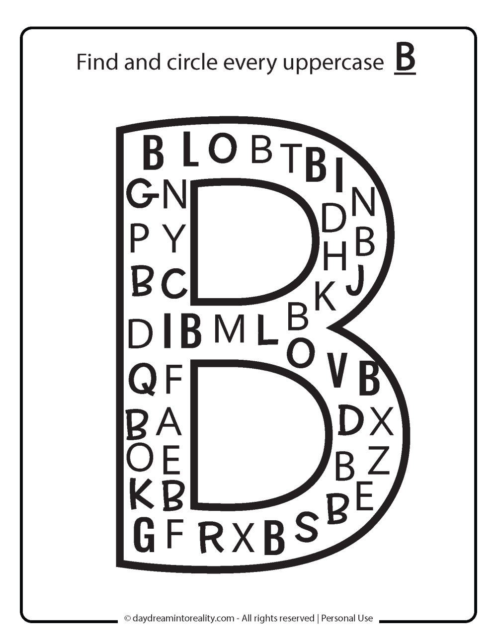 letter b worksheet for two year old