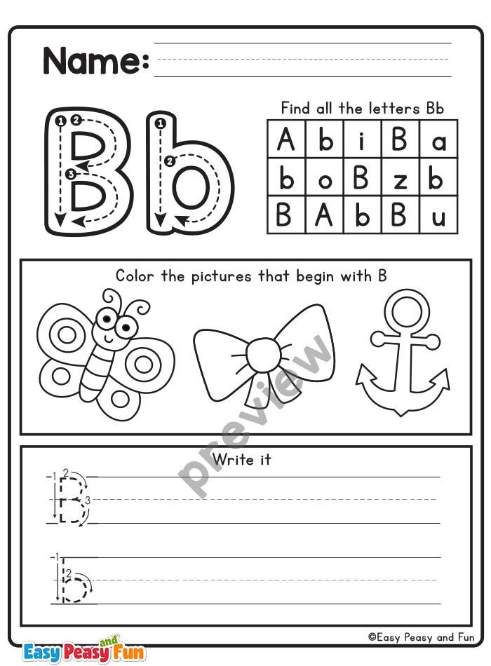 letter b worksheet kindergarten