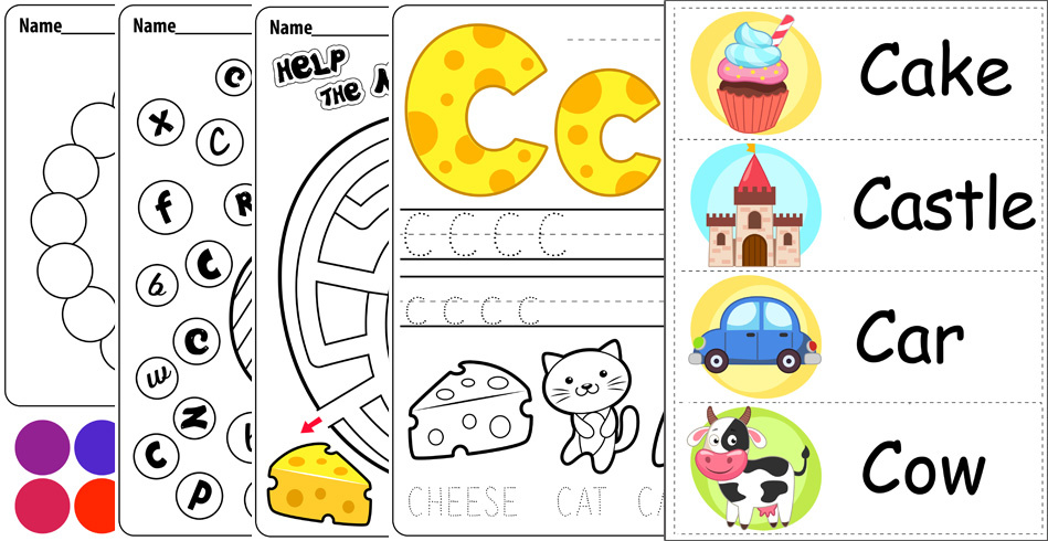Letter C Worksheets. TeachersMag.com