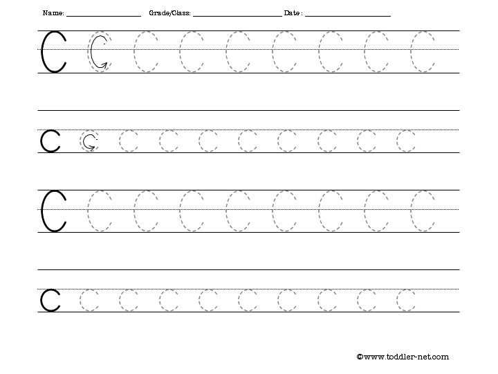Letter Tracing Alphabet C - kiddoworksheets