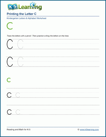 letter c worksheet kindergarten
