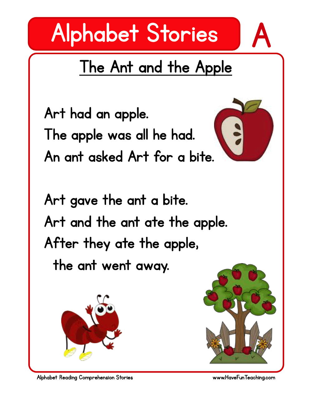 letter comprehension worksheet