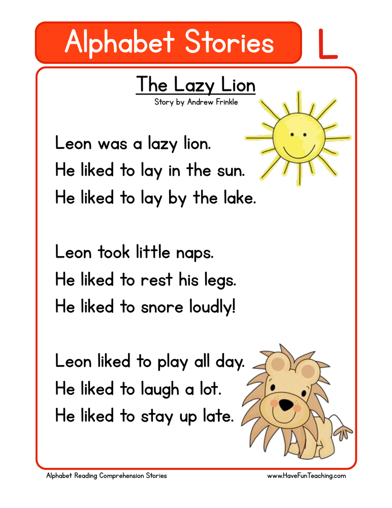 letter comprehension worksheet