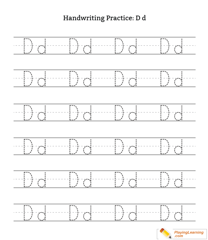 Handwriting Practice Letter D | Free Handwriting Practice Letter D